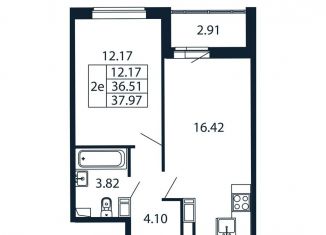 Продаю 1-комнатную квартиру, 39.4 м2, Мурино