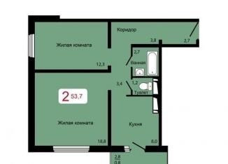 Продажа 2-комнатной квартиры, 53.7 м2, Красноярск