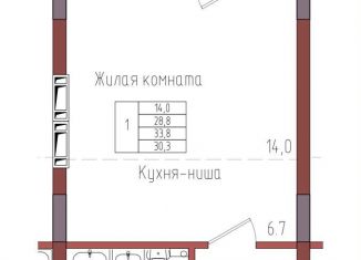 Продам однокомнатную квартиру, 30.3 м2, Калининград