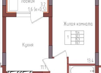 Продается 1-комнатная квартира, 33.7 м2, Калининград, Центральный район