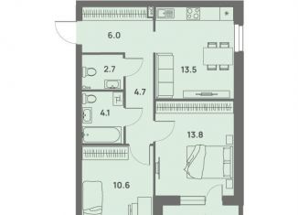 Продаю 2-ком. квартиру, 57.2 м2, Пермь, Трамвайная улица, 27