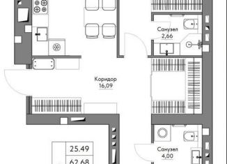 Продаю 2-комнатную квартиру, 66.4 м2, Калуга