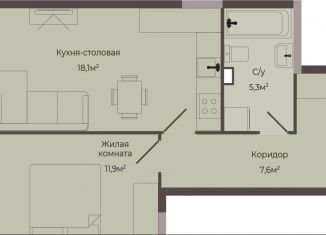 Продается 1-комнатная квартира, 42.9 м2, Нижний Новгород, метро Парк Культуры