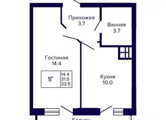 Продаю 1-ком. квартиру, 33.5 м2, Новосибирск, улица Бородина, 54