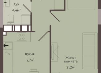 1-комнатная квартира на продажу, 44.2 м2, Нижний Новгород, метро Кировская