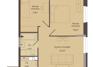 Продажа двухкомнатной квартиры, 61.9 м2, Нижний Новгород, метро Парк Культуры
