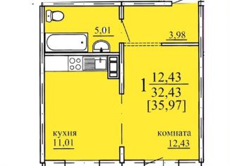 Продается однокомнатная квартира, 36 м2, Екатеринбург, Ракетная улица, 19, Октябрьский район