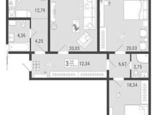 Продажа 3-комнатной квартиры, 101.4 м2, Тольятти