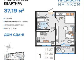 Продам 1-комнатную квартиру, 37.2 м2, Ульяновская область, улица Посёлок УКСМ