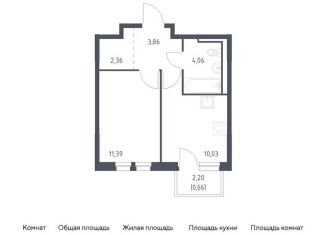 Продается 1-ком. квартира, 32.4 м2, деревня Новосаратовка