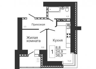 Однокомнатная квартира на продажу, 36.9 м2, Благовещенск