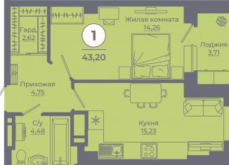 Продаю однокомнатную квартиру, 43.1 м2, Ростовская область, улица Ерёменко, 111