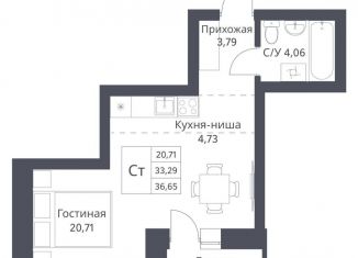 Продам квартиру студию, 33.3 м2, Новосибирск, метро Заельцовская