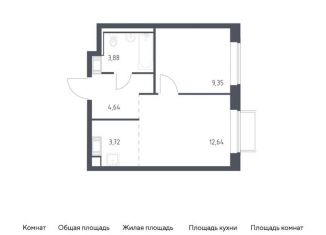 Продам 1-комнатную квартиру, 34.2 м2, посёлок Мирный, жилой комплекс Томилино Парк, к6.1