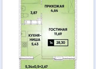 Продается квартира студия, 29 м2, Краснодар, улица имени Героя Николая Шевелёва, 3, Прикубанский округ