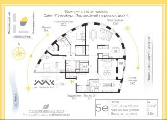 Продам четырехкомнатную квартиру, 207 м2, Санкт-Петербург, Перевозный переулок, 4, метро Новочеркасская