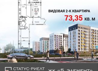 Двухкомнатная квартира на продажу, 73.4 м2, Крым