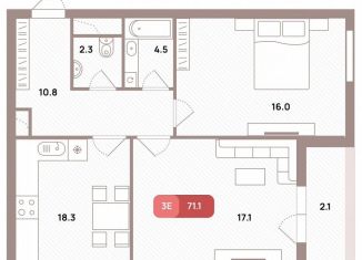 Продается двухкомнатная квартира, 71.1 м2, Москва, Рязанский район