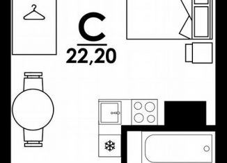 Квартира на продажу студия, 22.2 м2, Нижний Новгород, Коломенская улица, 8к4, Автозаводский район