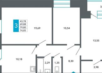 Продается 3-комнатная квартира, 74.9 м2, Чита, Нерчинско-Заводская улица, 6/8