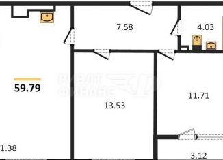 Двухкомнатная квартира на продажу, 59.8 м2, Калининград, Интернациональная улица, 18, ЖК Белый Сад