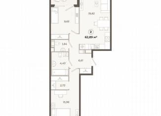 2-комнатная квартира на продажу, 62.9 м2, Санкт-Петербург, улица Коли Томчака, 21У, Московский район