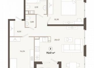 Продаю 2-ком. квартиру, 75.6 м2, Санкт-Петербург, улица Коли Томчака, 21У, Московский район
