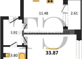 1-ком. квартира на продажу, 33.9 м2, Калининград