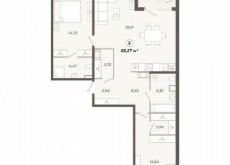 Продажа двухкомнатной квартиры, 85.6 м2, Санкт-Петербург, улица Коли Томчака, 21У, Московский район