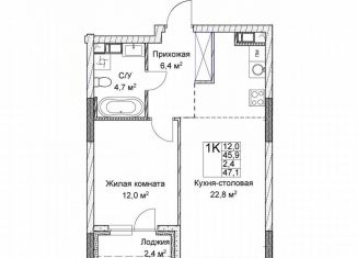 1-ком. квартира на продажу, 45.9 м2, Нижегородская область