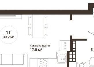 Квартира на продажу студия, 30 м2, Екатеринбург, ЖК Южный сад