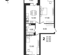 Продаю 2-ком. квартиру, 62.3 м2, Волгоград, ЖК Петровский