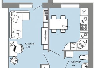 Продается 1-ком. квартира, 36 м2, село Первомайский, улица Архитектора Сергея Макарова, 4/1, ЖК Знак