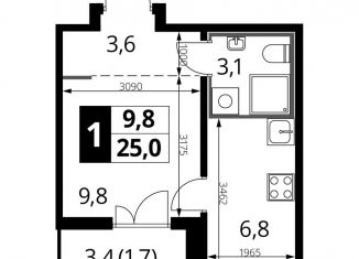 Квартира на продажу студия, 25 м2, Люберцы, ЖК 1-й Лермонтовский