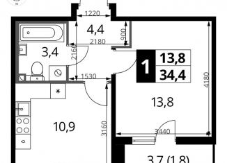 Однокомнатная квартира на продажу, 34.5 м2, Москва, станция Водники, Ленинградское шоссе, 228к4