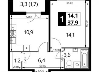 Продам 1-комнатную квартиру, 37.9 м2, Москва, станция Водники, Ленинградское шоссе, 228к4