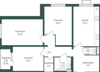 Продается трехкомнатная квартира, 79 м2, Москва, метро Лесопарковая, жилой комплекс Зелёная Вертикаль, 8