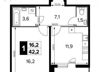 Продаю однокомнатную квартиру, 42.2 м2, Москва, станция Водники