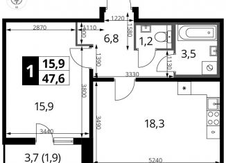 Продажа однокомнатной квартиры, 47.6 м2, Москва, станция Водники, Ленинградское шоссе, 228к4