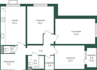 Продам трехкомнатную квартиру, 79 м2, Москва, ЖК Зелёная Вертикаль, жилой комплекс Зелёная Вертикаль, 4