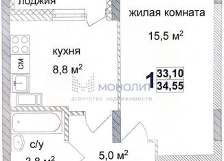Продается 1-комнатная квартира, 34.6 м2, Нижний Новгород, ЖК Мой дом на Коломенской