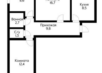 Продается 3-комнатная квартира, 63 м2, Краснодар, 1-я Заречная улица, 17, микрорайон КСК