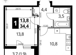 Продаю 1-ком. квартиру, 34.4 м2, Москва, станция Водники, Ленинградское шоссе, 228к4