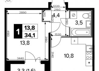 Продается 1-комнатная квартира, 34.1 м2, Москва, станция Водники