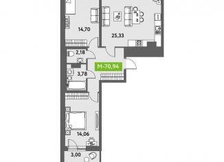 Продам 3-ком. квартиру, 71 м2, Санкт-Петербург, ЖК Триумф Парк