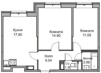Продам трехкомнатную квартиру, 54.2 м2, Санкт-Петербург, Ивинская улица, 15, метро Беговая