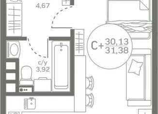 Продаю квартиру студию, 30.1 м2, деревня Патрушева, улица Петра Ершова, 8