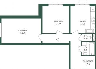 Продажа двухкомнатной квартиры, 55.6 м2, Москва, ЖК Зелёная Вертикаль