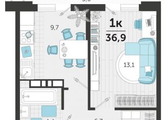 Продам 1-ком. квартиру, 36.9 м2, Краснодар, улица Автолюбителей, 1Гк1, ЖК Стрижи