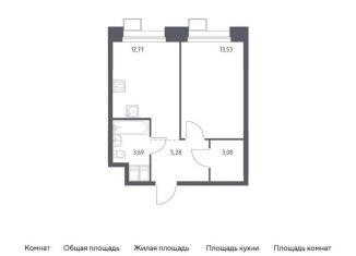 Продаю однокомнатную квартиру, 38.4 м2, поселение Мосрентген, многофункциональный комплекс Тропарево Парк, к2.4
